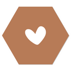 Muurdecoratie hexagon hart 18x15 cm beige