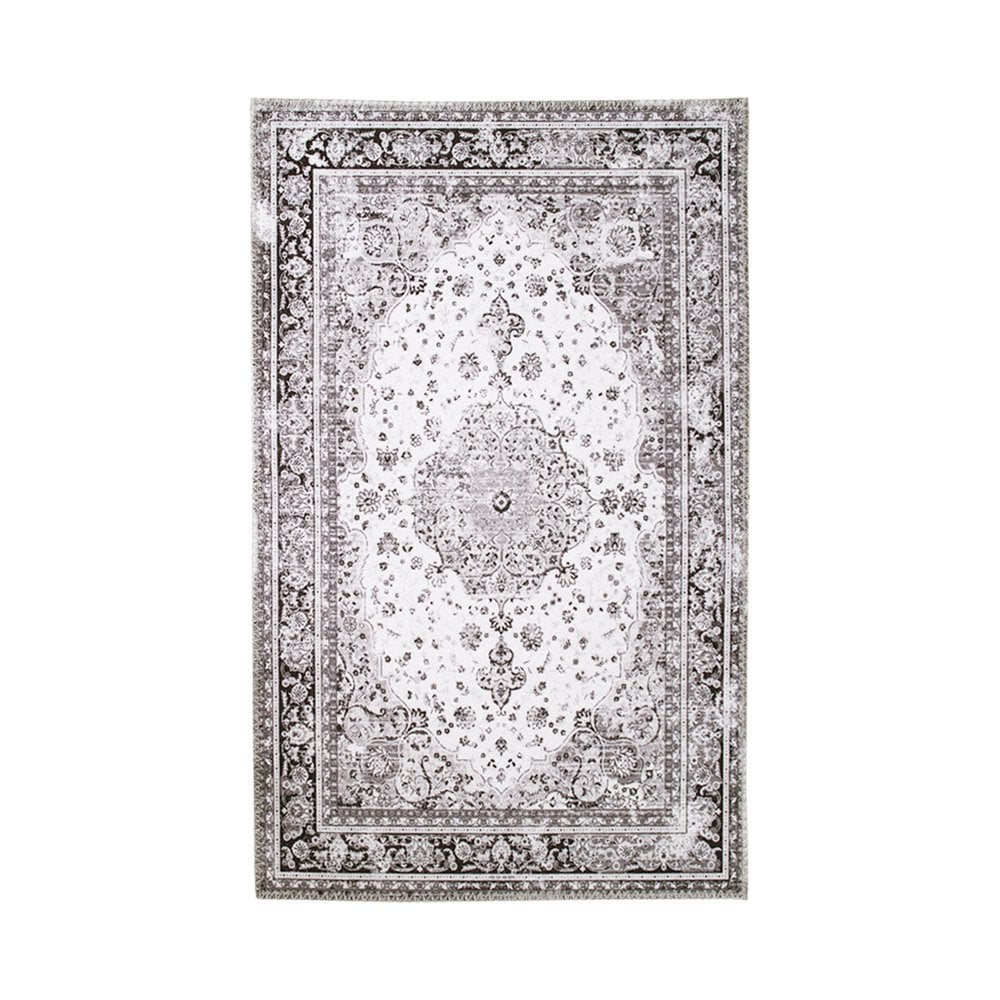 Vloerkleed zwart wit 160x230 cm chenille polyester