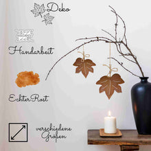 Patina maple leaf - metal hanging decoration for autumn