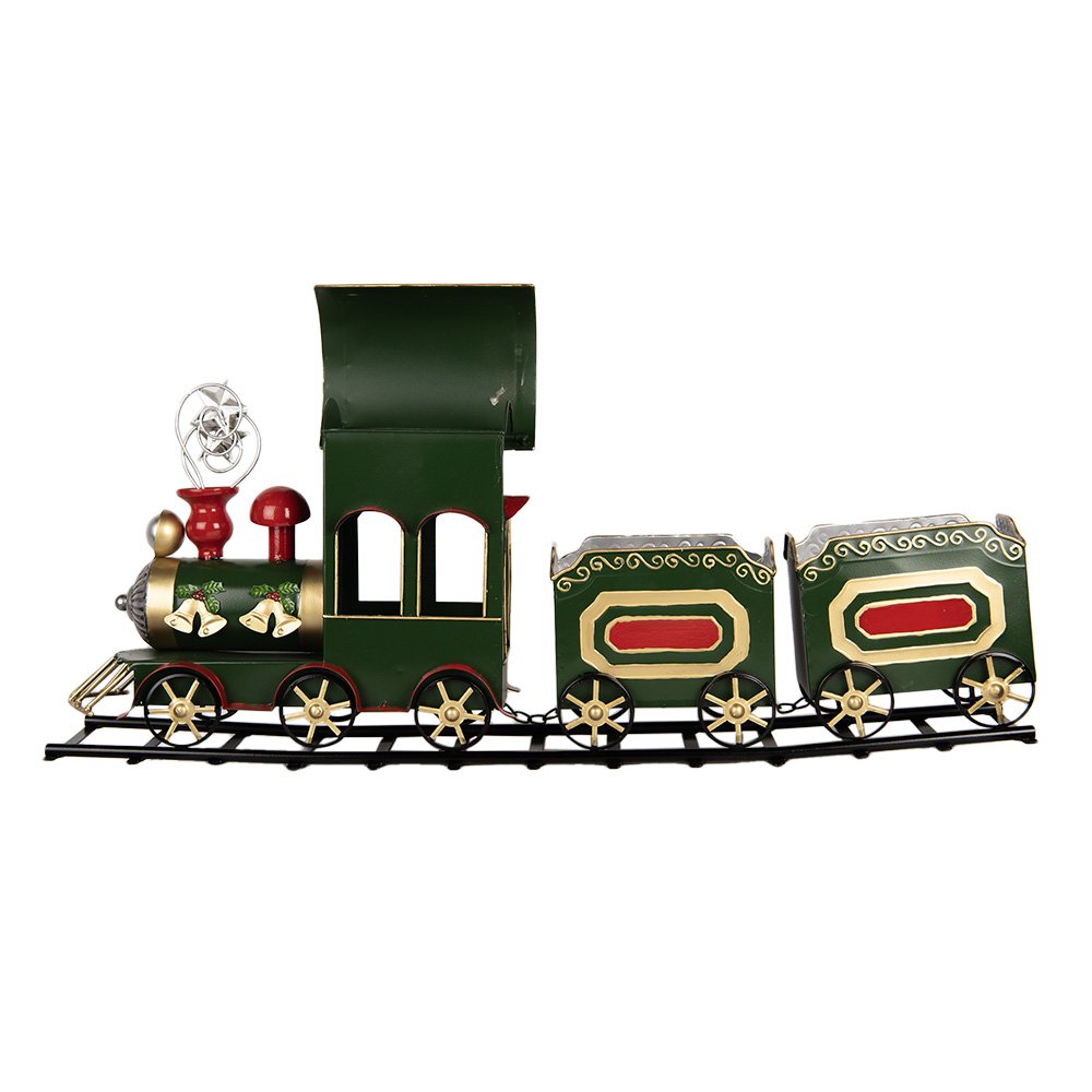 Kerstdecoratie trein 77x15x31 cm groen metaal