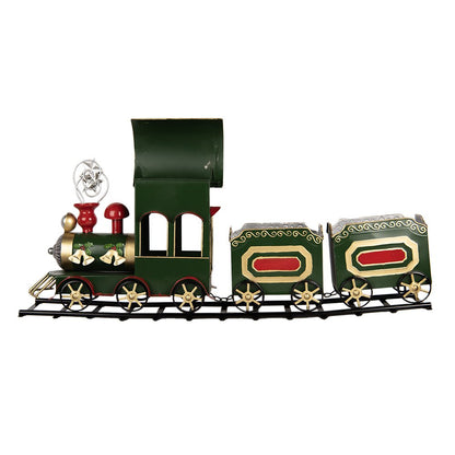 Kerstdecoratie trein 77x15x31 cm groen metaal