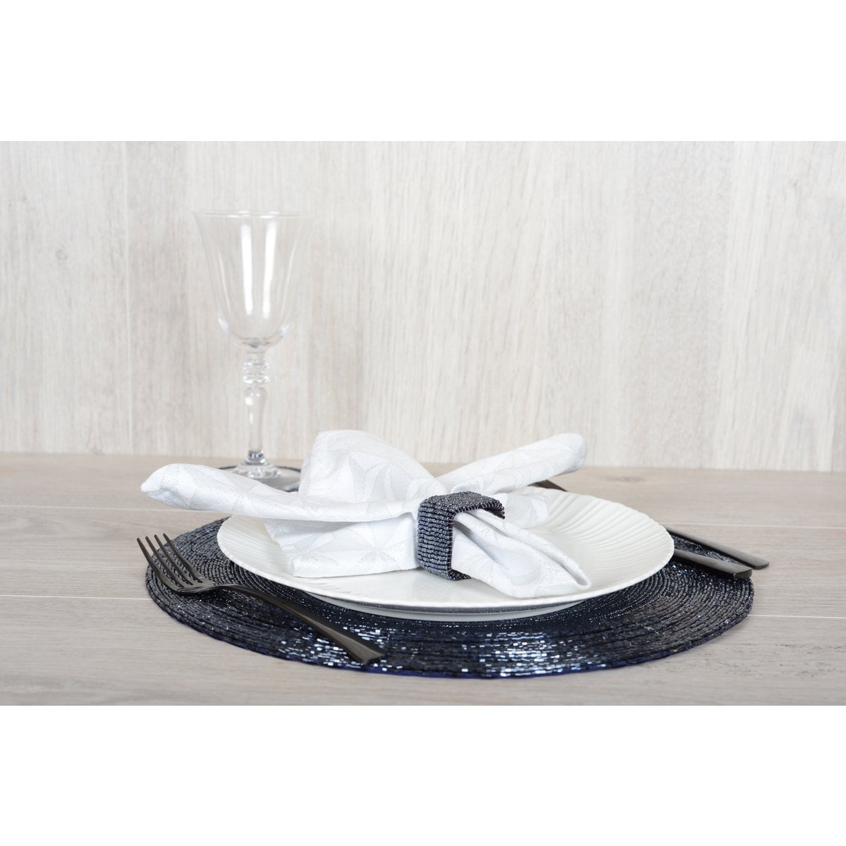Handdoekringen metaal donkerblauw set van 4
