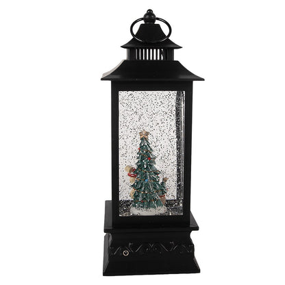 Kerstdecoratie met LED-verlichting en muziek 10x10x28 cm Zwart Kunststof
