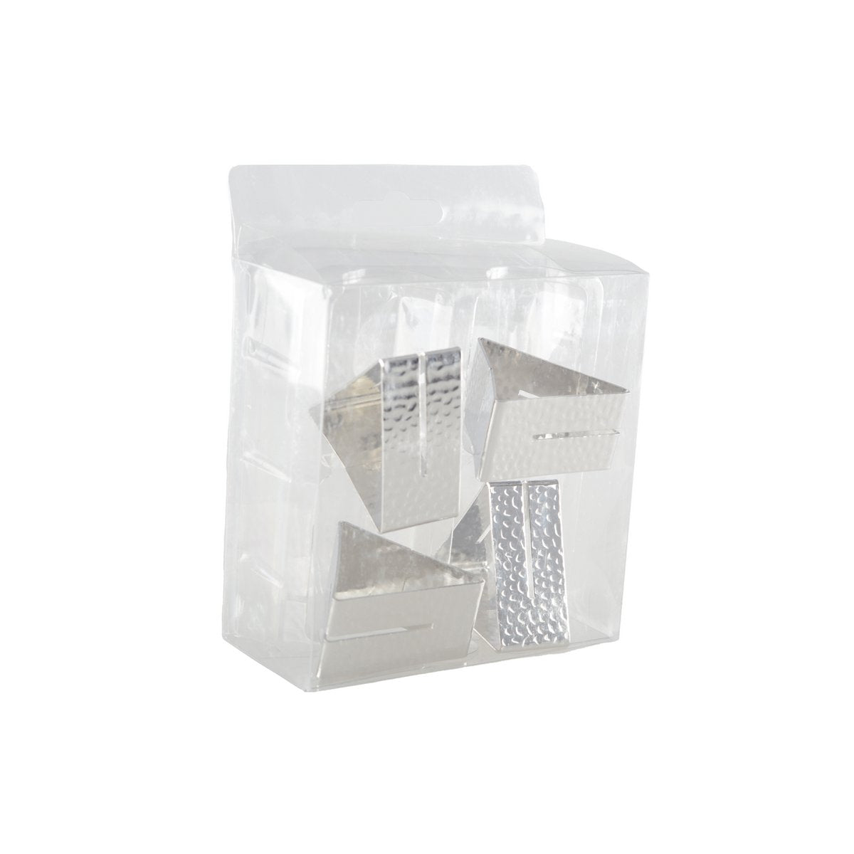 Servetringen zilver gehamerd metaal 4x4x1 cm set van 4
