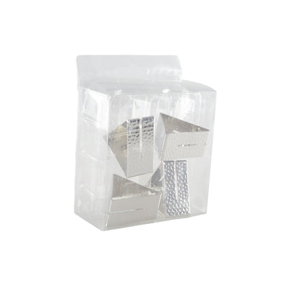 Servetringen zilver gehamerd metaal 4x4x1 cm set van 4