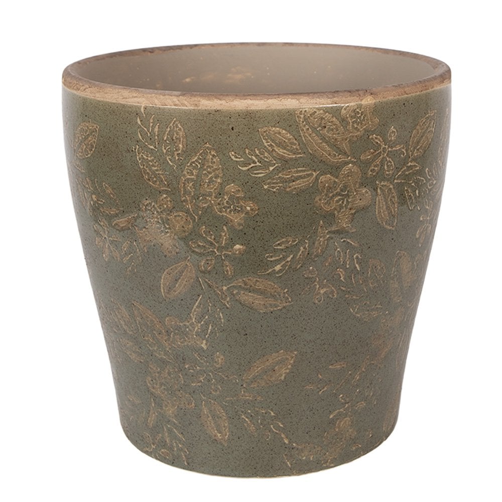 Bloempot Ø 18x17 cm groen keramiek