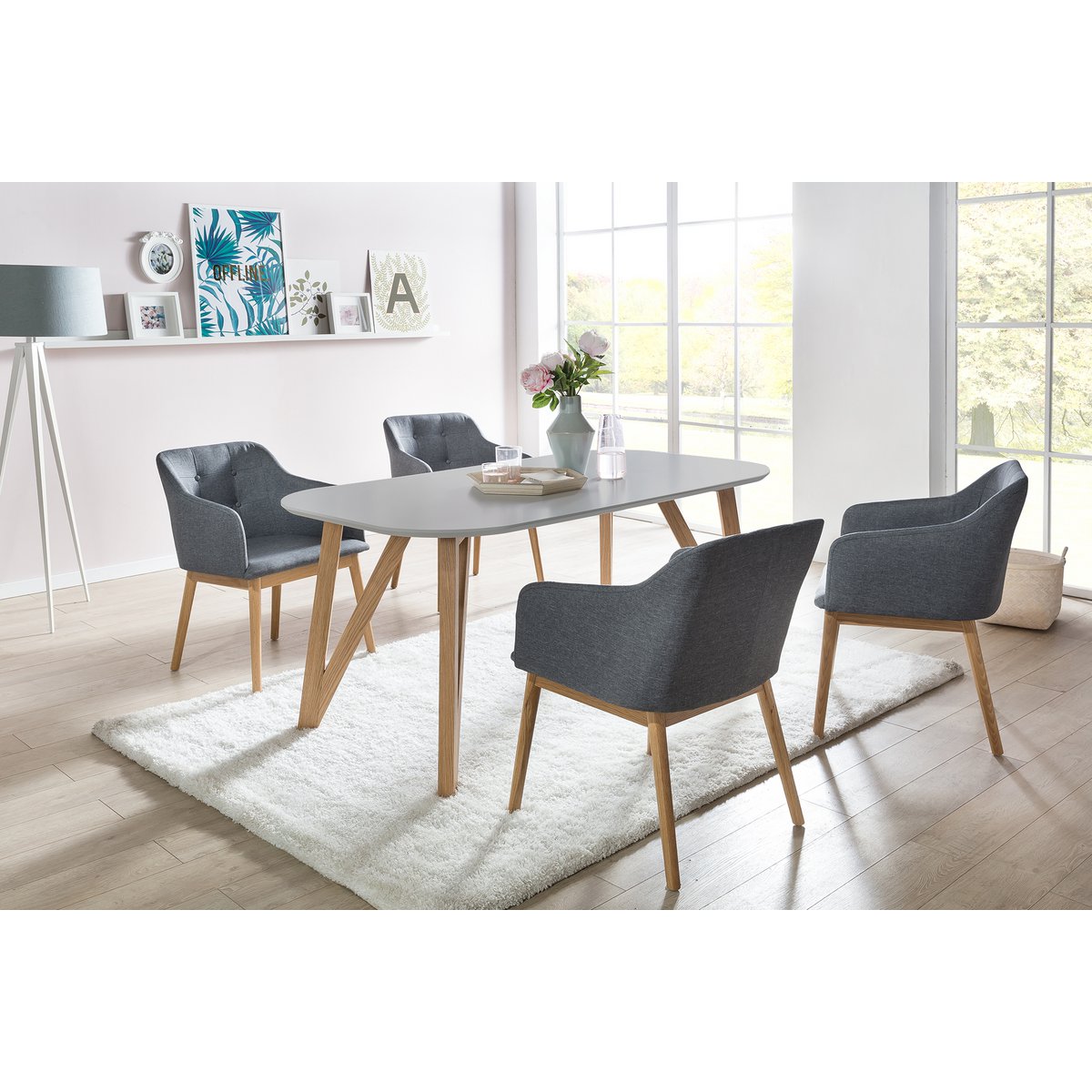Eettafel 180x90x76 cm grijs eiken