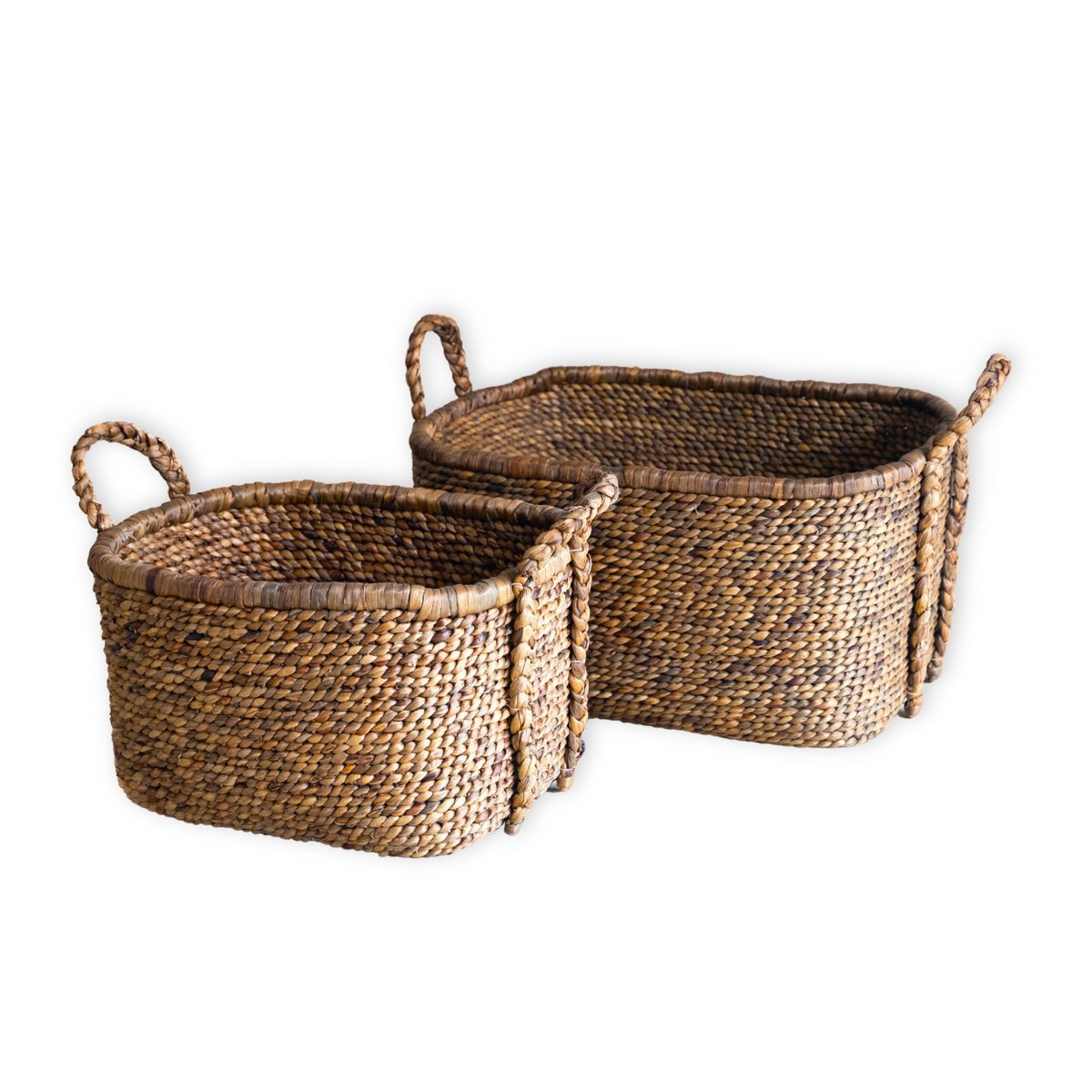 Mentari Extra Grote Vierkante Boho Wasmand Waterhyacint