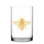 Vaas 10x10x17 cm glas transparant bijenpatroon