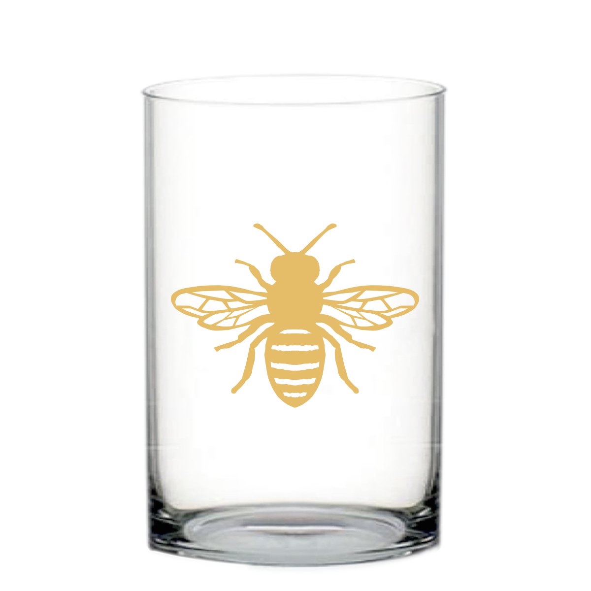 Vaas 10x10x17 cm glas transparant bijenpatroon