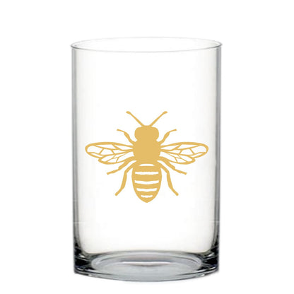 Vaas 10x10x17 cm glas transparant bijenpatroon