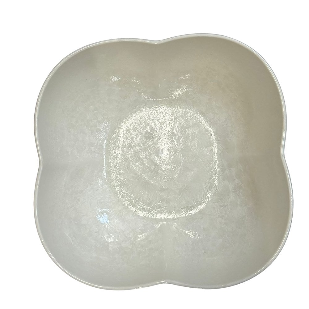 Saladekom 25,5 cm wit porselein bloemvorm