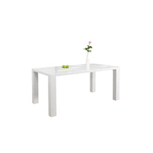 Eetgroep 180x90 cm wit hoogglans tafel en 4 draaistoelen