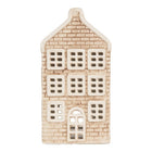 Waxinelichthouder huis 9x10x19 cm beige keramiek