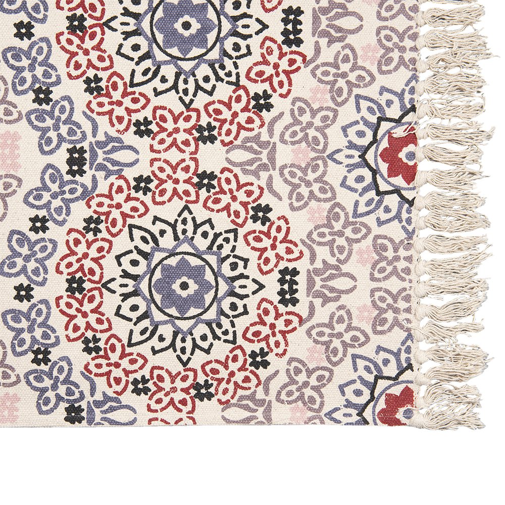 Vloerkleed 140x200 cm katoen rood blauw beige