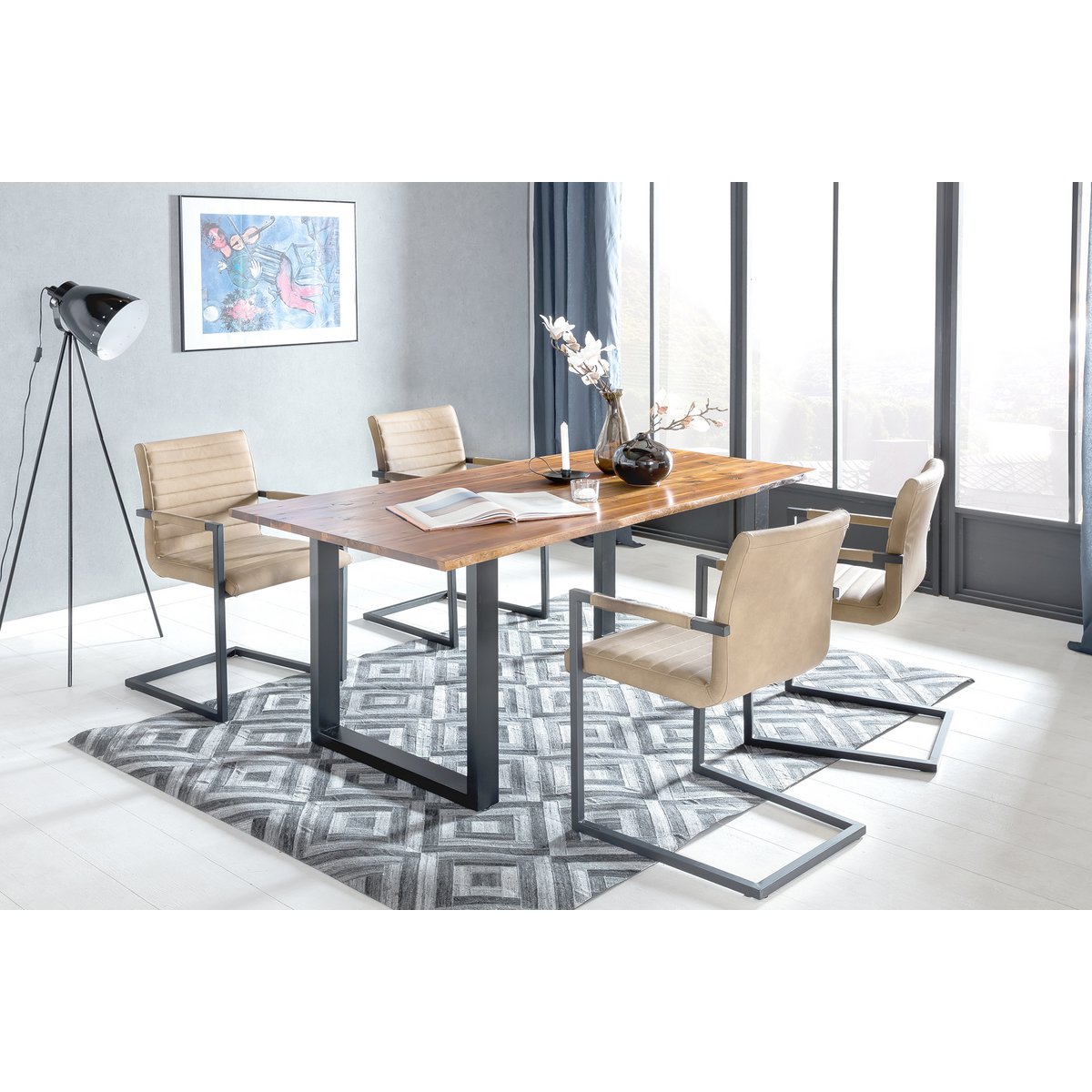 Eettafel 125x80 cm massief acaciahout boomrand
