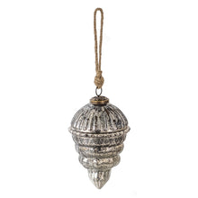 Kerstbal 10 cm glas zilver zwart