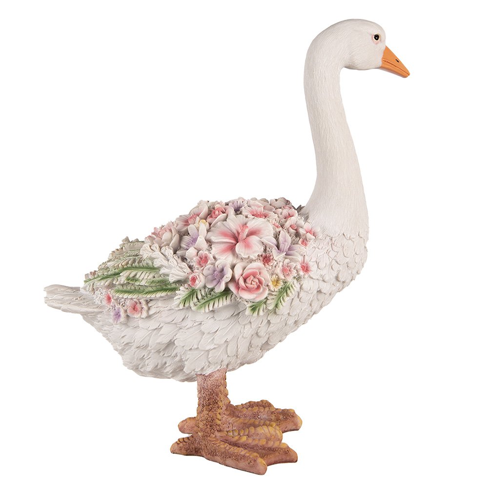 Beeld Gans 45 cm Wit Roze Polyresin beeld decoratie