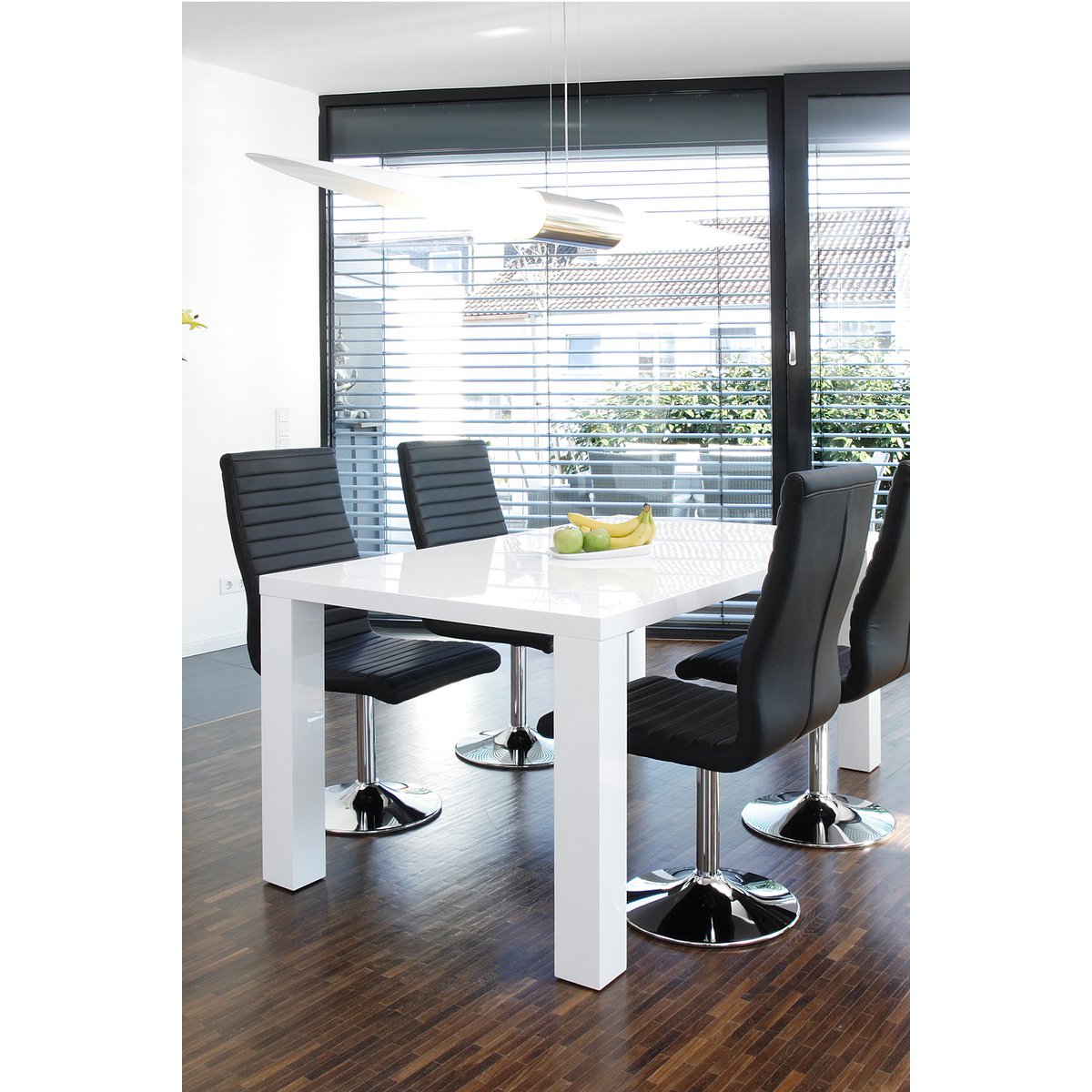 Eetgroep 6 personen 160x90x76 cm wit hoogglans