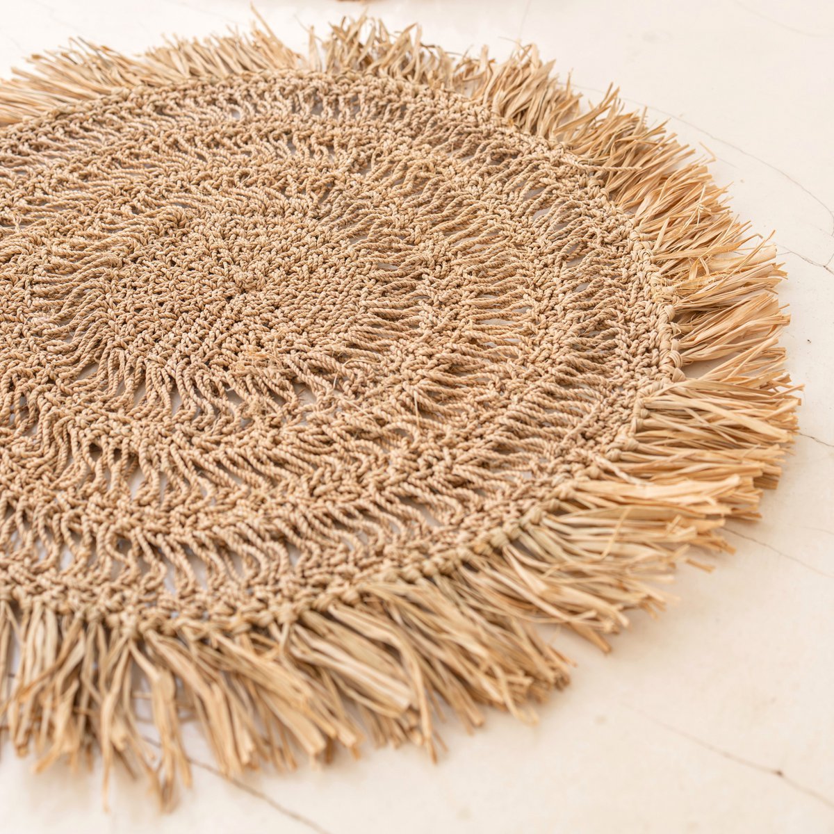 Placemat raffia rond 35 cm set van 2 4 of 6