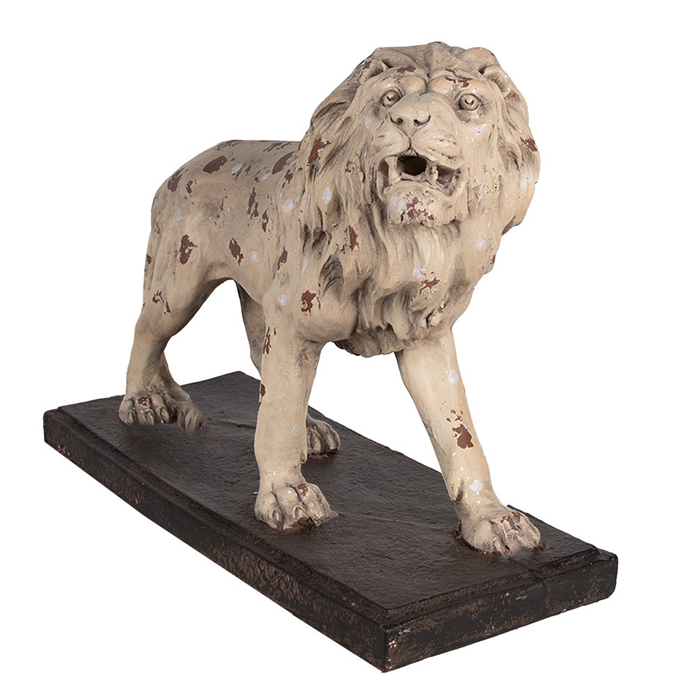 Beeld leeuw 55x23x40 cm beige bruin magnesium