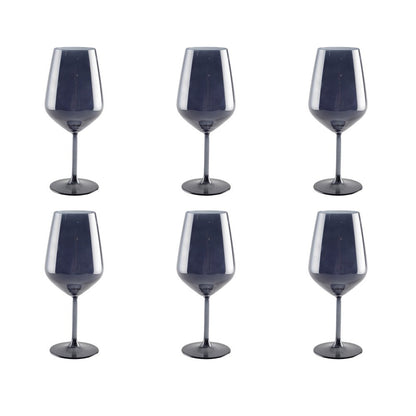Wijnglazen zwart set van 6