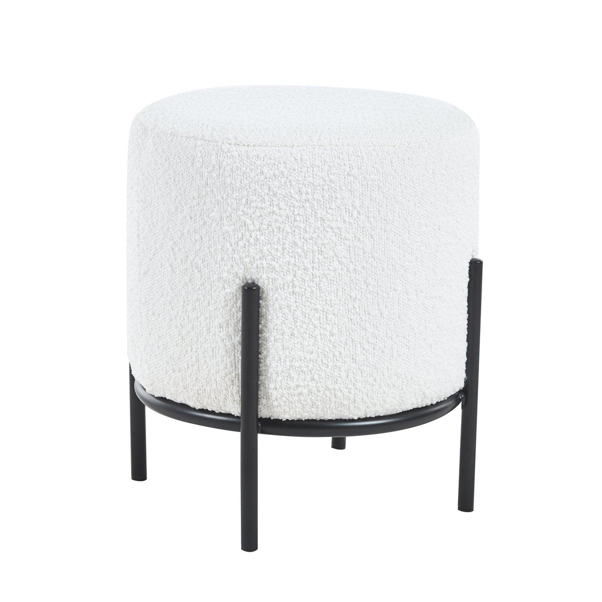 Kruk Ø35x38 cm bouclé wit