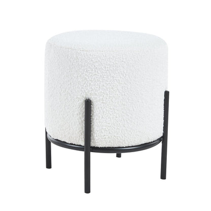Kruk Ø35x38 cm bouclé wit
