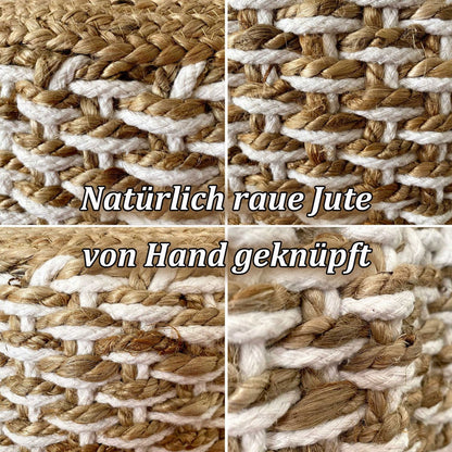 Jute Poef 50x50 Cm Decoratieve Moderne Kruk Voor Interieur