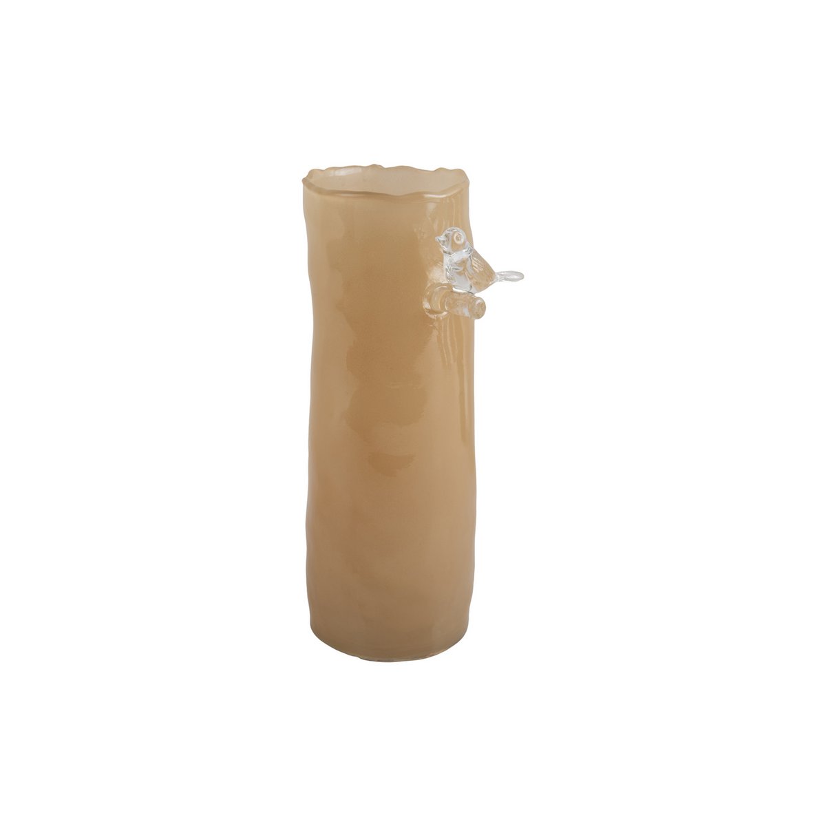 Vaas vogel op tak glas geel 27 cm