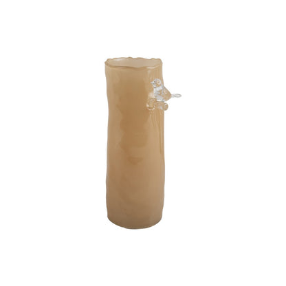 Vaas vogel op tak glas geel 27 cm