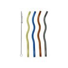 Glazen rietjes 4 stuks multicolor 8x1,5x23 cm
