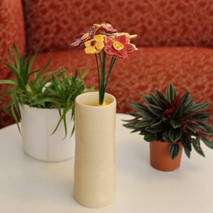 Keramiek boeket 8 bloemen blauw