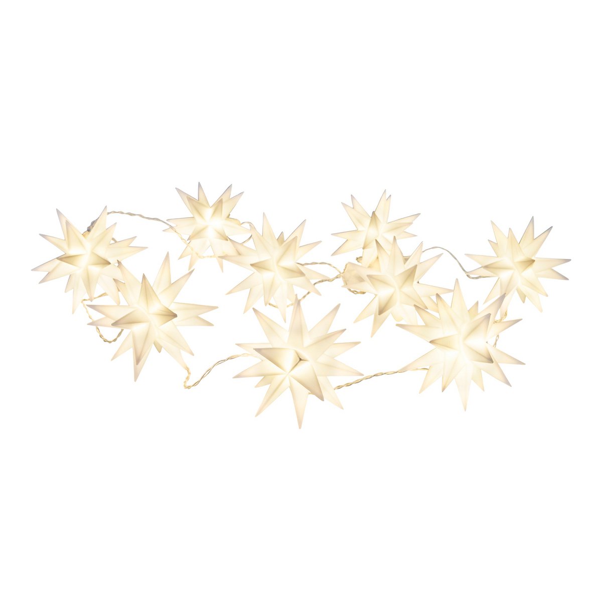 Kerstlichtketen 9x 3D sterren warm wit buiten IP44