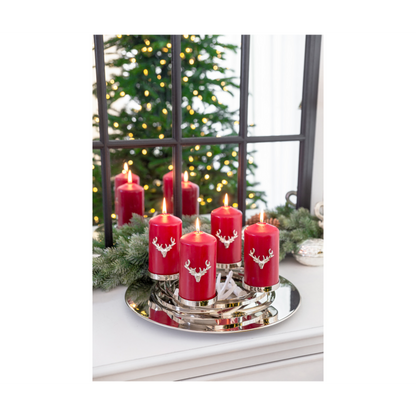 Kandelaars set van 3 eland aluminium zilver 4,5 cm