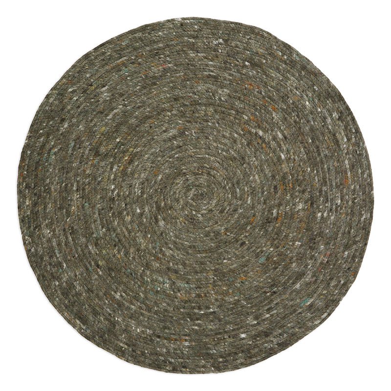 Vloerkleed rond 110 cm wol katoen olijfgroen