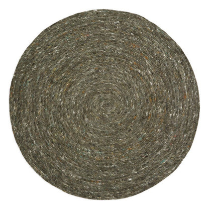 Vloerkleed rond 110 cm wol katoen olijfgroen