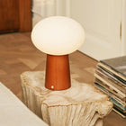 Tafellamp rubberwood glas 20x25 cm oplaadbaar