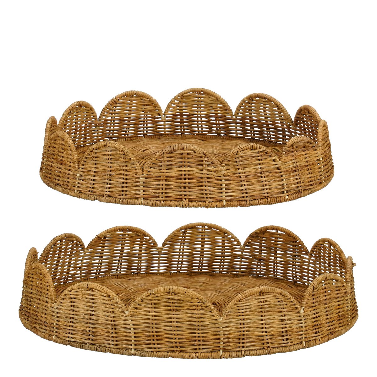 Dienblad rotan rond 2 stuks 38/45 cm lichtbruin