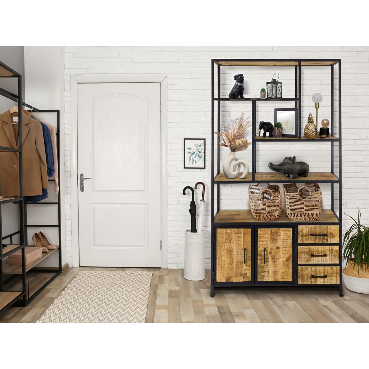 Staande Boekenkast Liverpool Metalen Frame 98x190x36cm