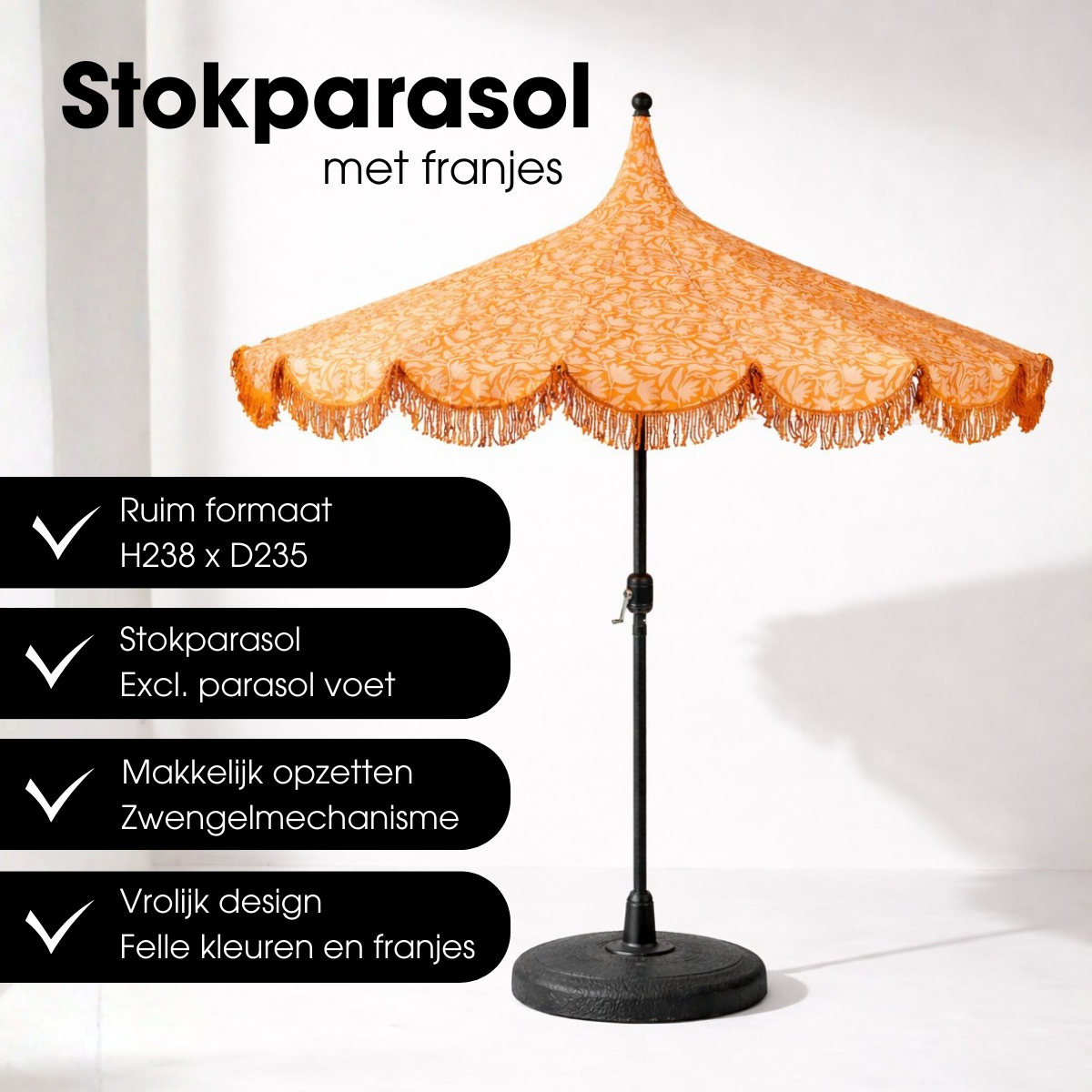 Parasol 235 cm oranje polyester