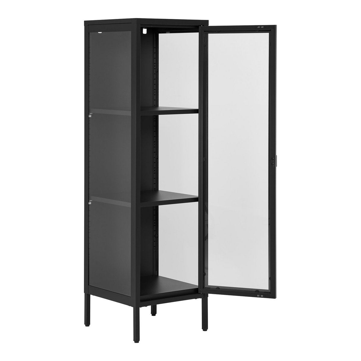 Vitrinekast 40x35x140 cm staal glas zwart