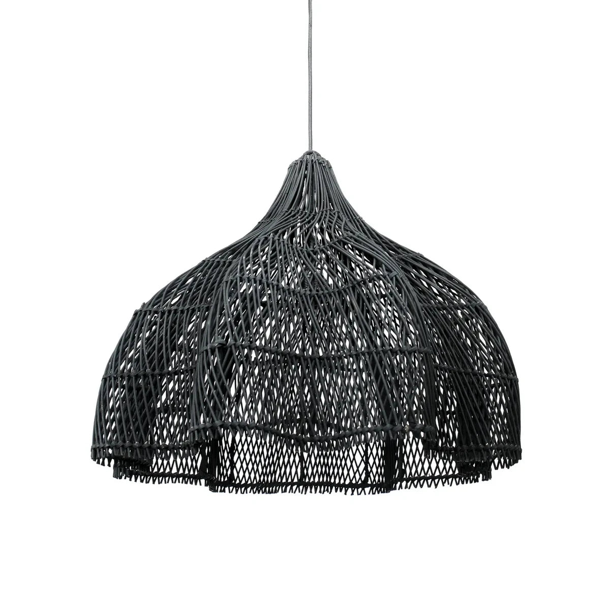 Hanglamp Rattan M zwart boho