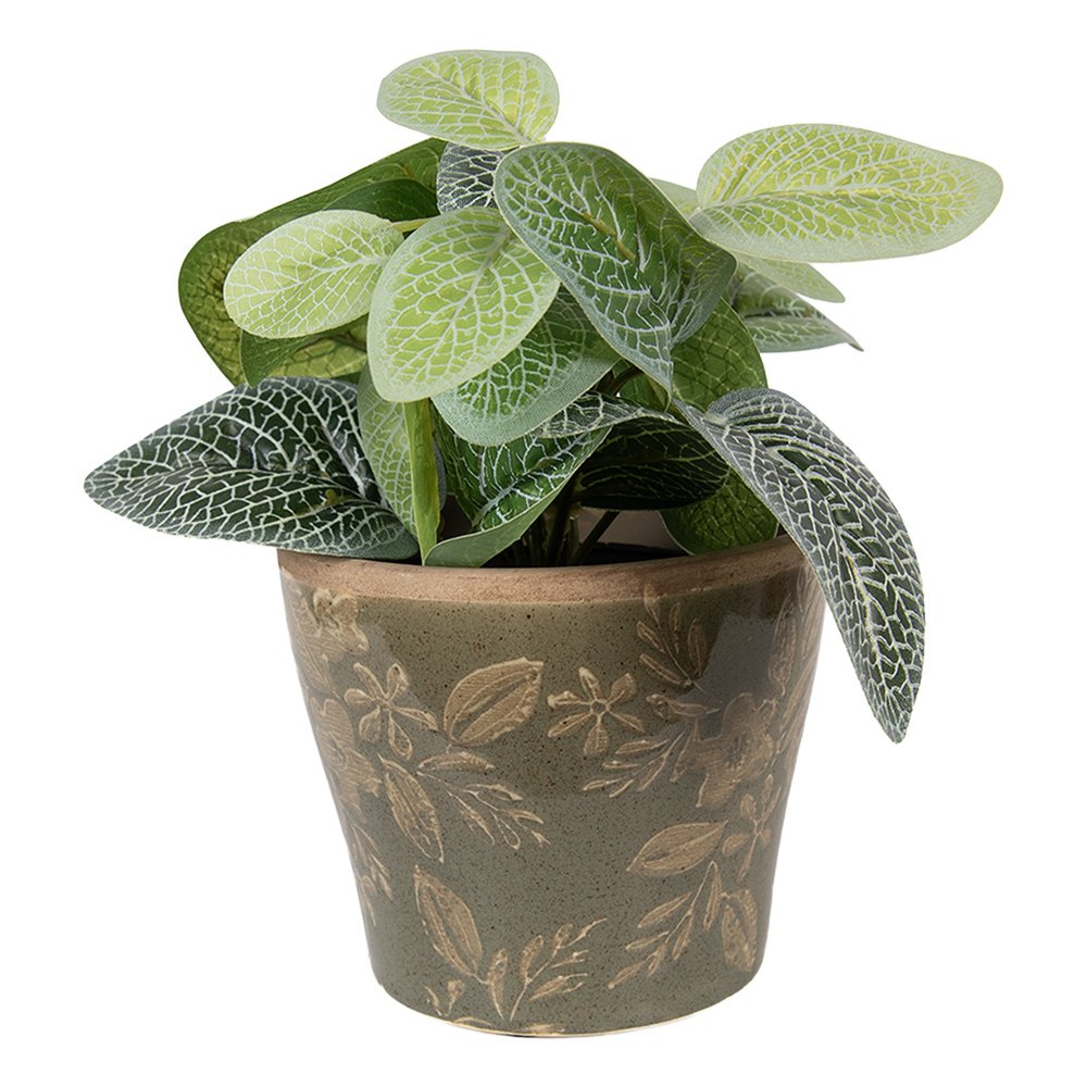 Flowerpot Ø 10x9 cm Green Ceramic