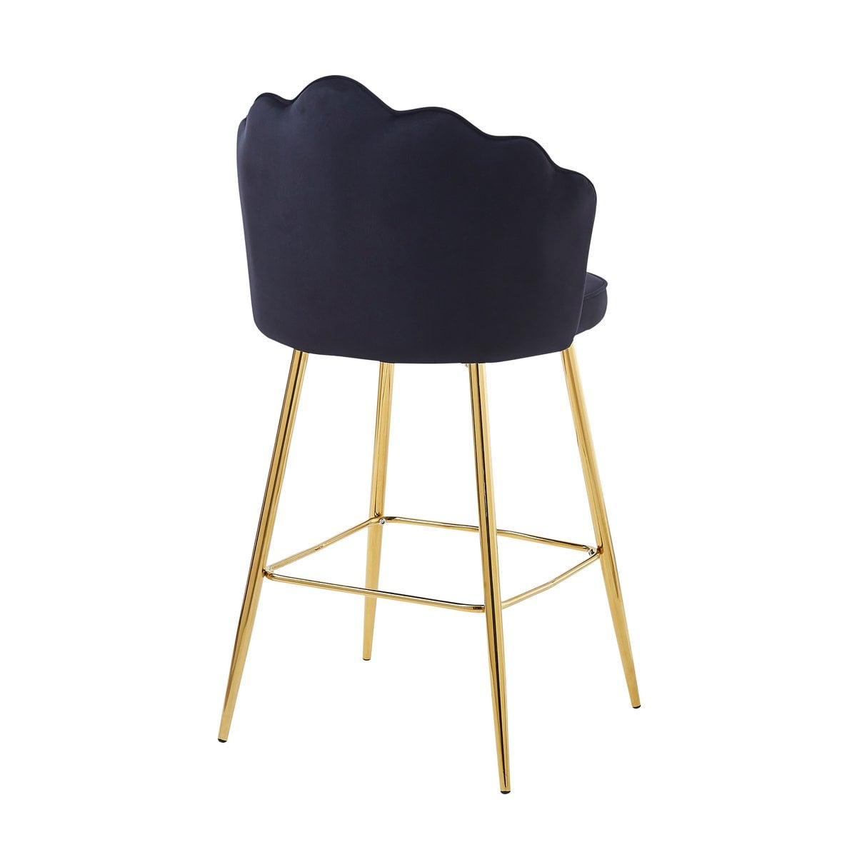 Set of 2 bar stools with shell design in black velvet