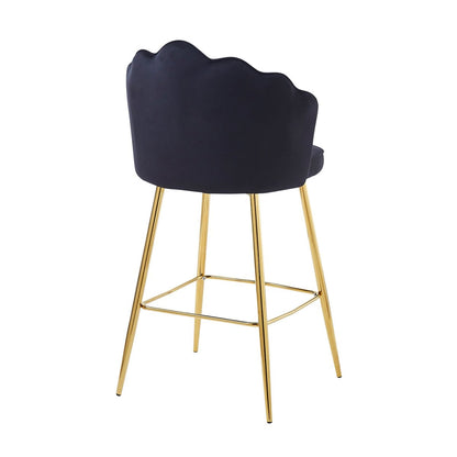 Set of 2 bar stools with shell design in black velvet