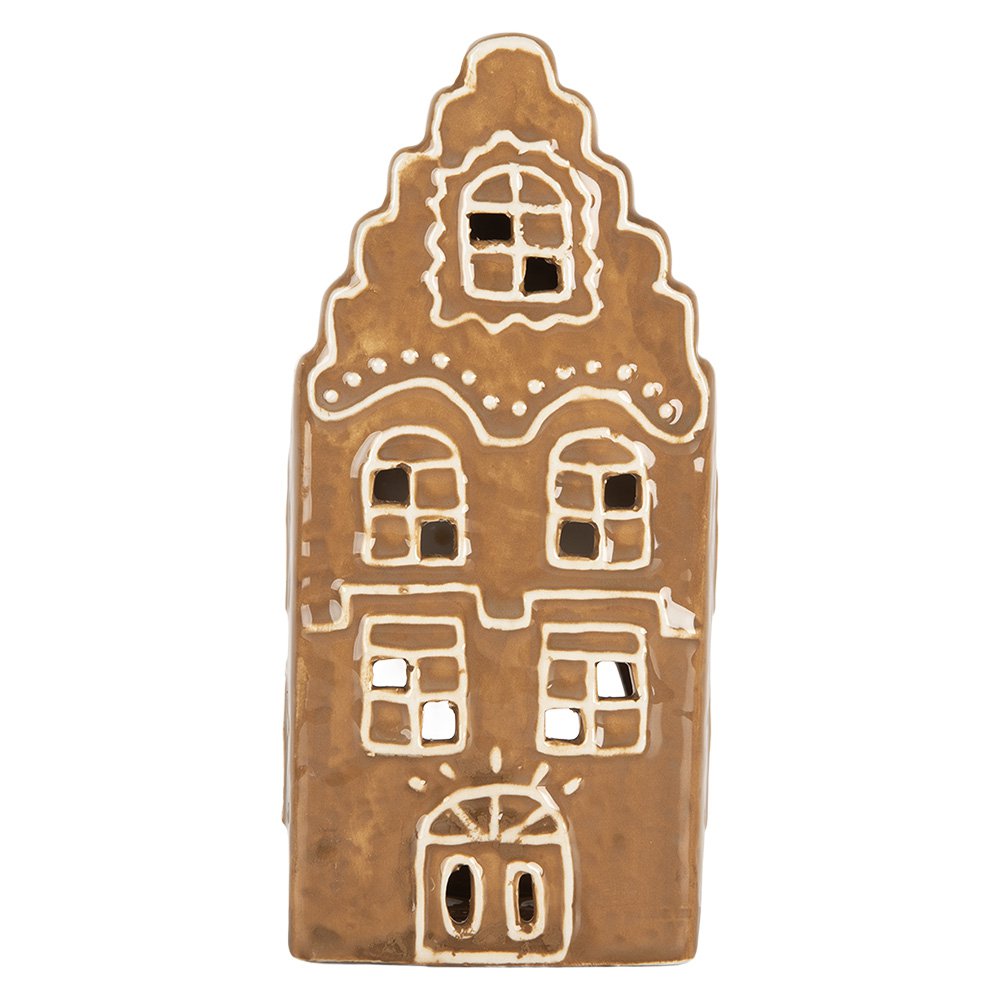 Waxinelichthouder Huis 8x7x16 cm Bruin Keramiek