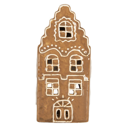 Waxinelichthouder Huis 8x7x16 cm Bruin Keramiek