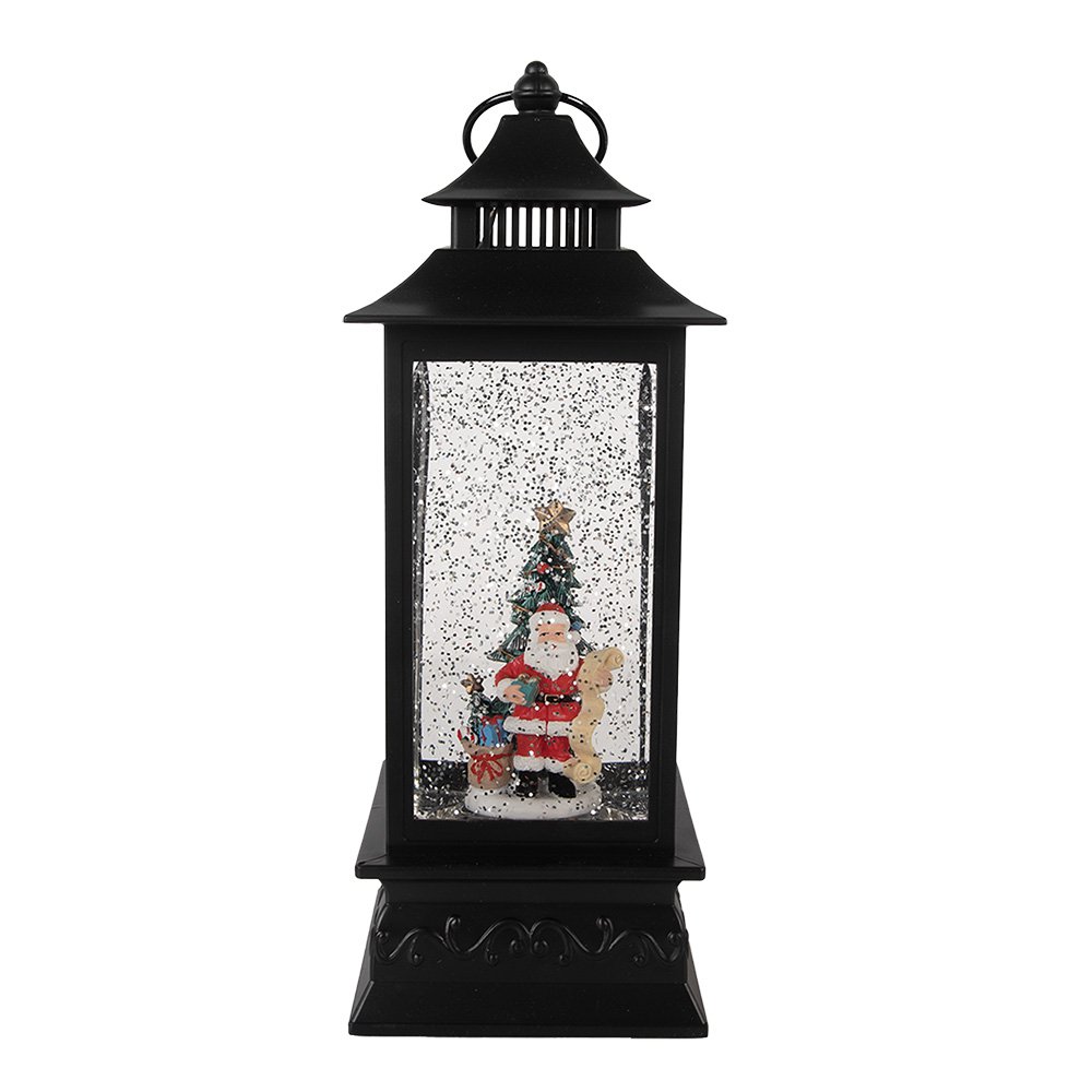 Kerstdecoratie met LED-verlichting en muziek 10x10x28 cm Zwart Kunststof