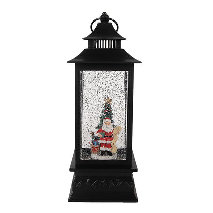 Kerstdecoratie met LED-verlichting en muziek 10x10x28 cm Zwart Kunststof
